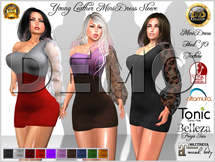☾ⅅⅅ☽ ♗ Young Leather Mini Dress Sleeve ♗ [ DEMO ]