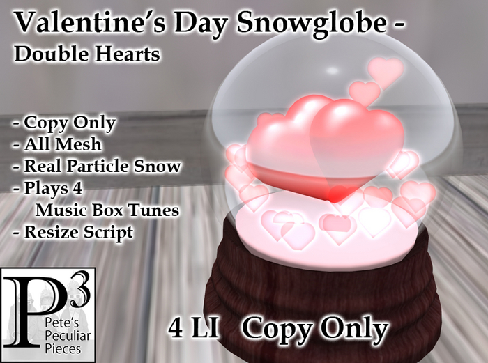 [P3] - Valentine's Day Snowglobe - Double Hearts