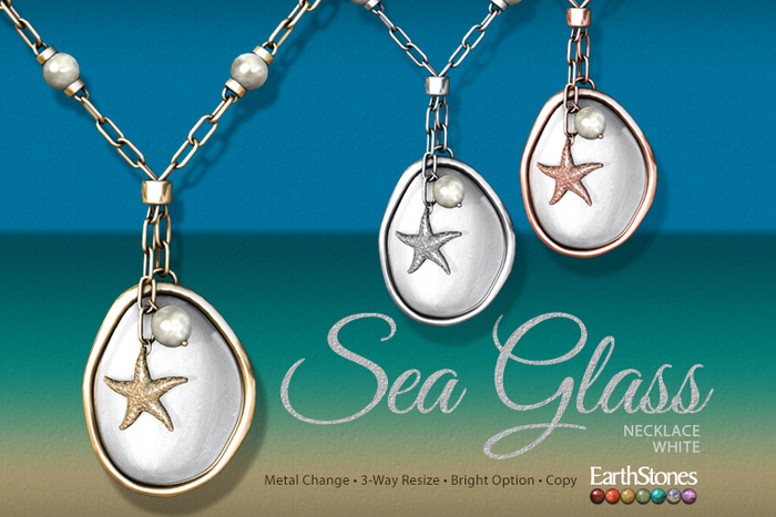 EarthStones Sea Glass Necklace ~ White