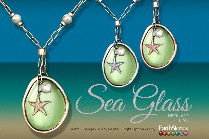 EarthStones Sea Glass Necklace ~ Lime