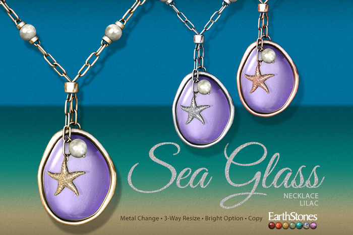 EarthStones Sea Glass Necklace ~ Lilac