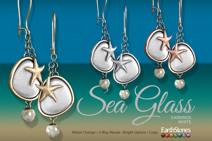 EarthStones Sea Glass Earrings ~ White