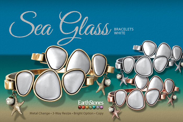 EarthStones Sea Glass Bracelet ~ White