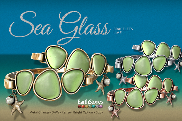 EarthStones Sea Glass Bracelet ~ Lime