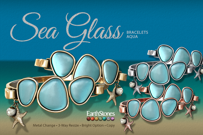 EarthStones Sea Glass Bracelet ~ Aqua