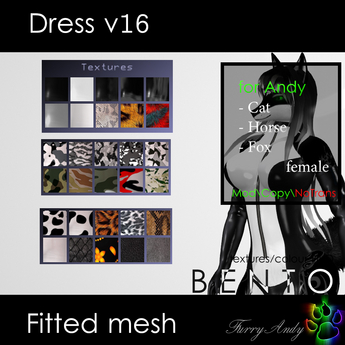 Second Life Marketplace - DEMO - Furry Andy - Dress v16 for Andy Cat ...