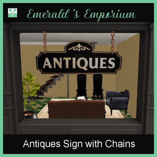 Antiques Sign with Adjustable Chains - 3d Mesh