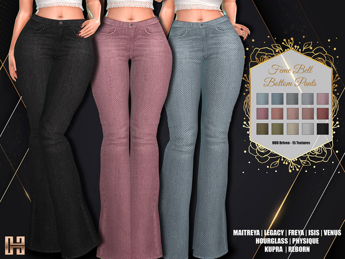 [hh] Feme Bell Bottom Pants HERRINGBONES UPDATED!