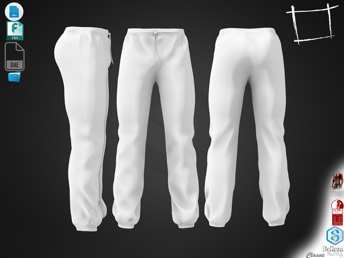Dae Obj FBX Men's Track Suit Bottom Slink Male, Belleza Jake, Signature Gianni, Legacy Male