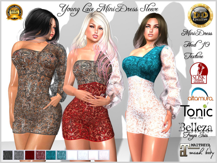 ☾ⅅⅅ☽ ♗ Young Lace Mini Dress Sleeve ♗