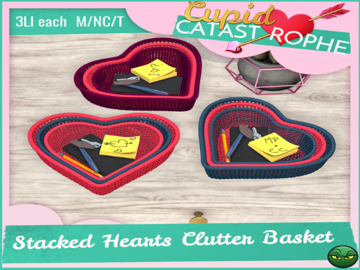 MadPea Stacked Hearts Clutter Basket - Pink