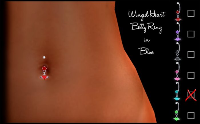 *rockCandy - Winged Heart Belly Ring - Blue