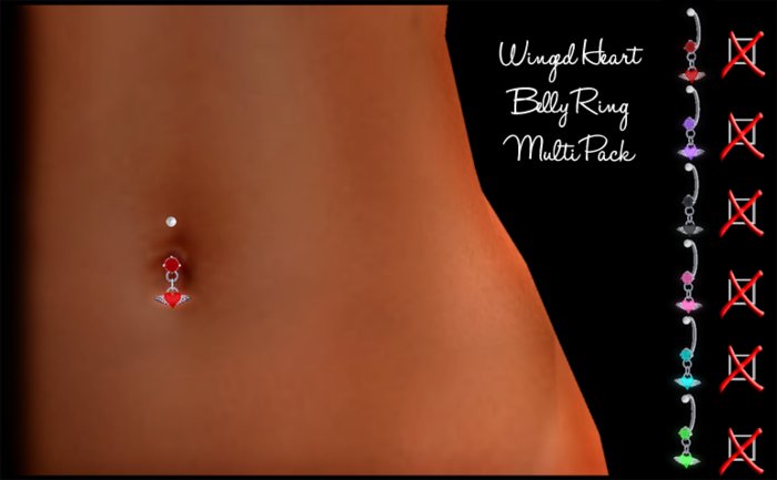 *rockCandy - Winged Heart Belly Ring - Multi Pack
