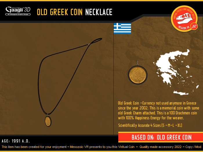 Gaagii 3D - Old Greek Coin Necklace (4 sizes pack) Copy/Mod