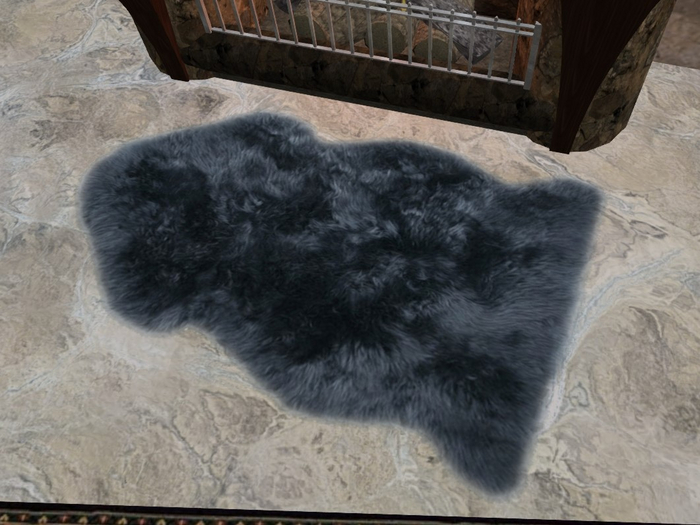 Black Fur, Rug, Carpet,  Animal Skin (02.2022)