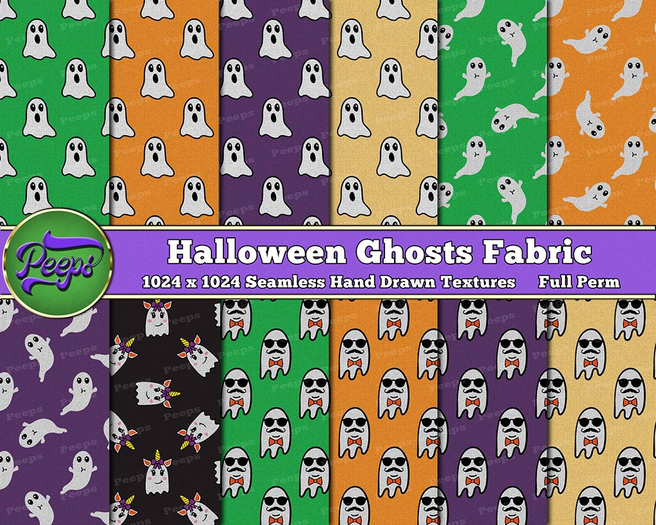 Second Life Marketplace - Peeps Textures Halloween Ghosts Fabric