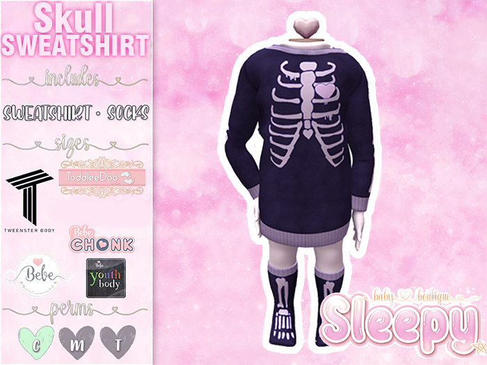 Sleepy. Skull Sweatshirt BLACK