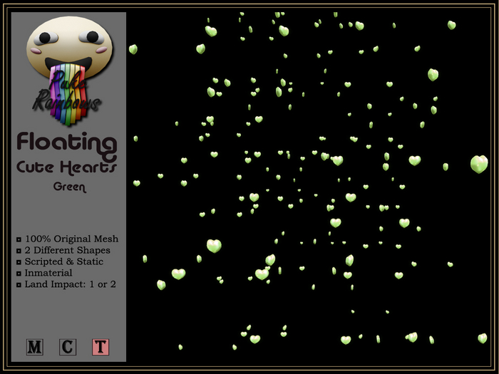[PR] Floating Cute Hearts - Green (Boxed)
