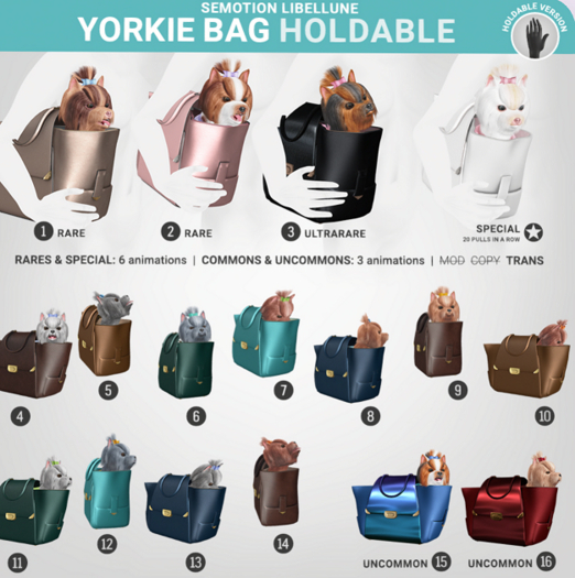 SEmotion Libellune Yorkie Bag Holdable RARE 01