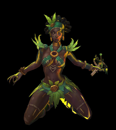 priestess magic kneeling