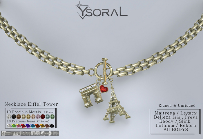 ~~ Ysoral ~~.:Luxe Necklace Eiffel Tower :.(Rigged & Unrigged)