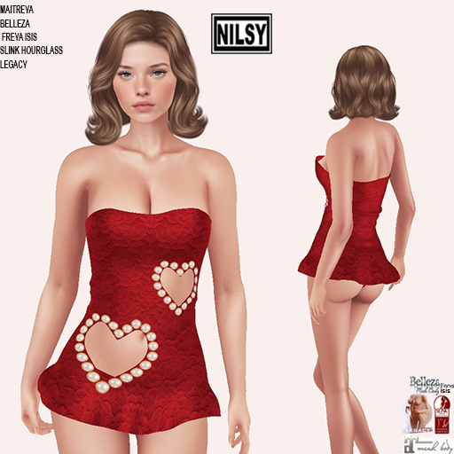 VALENTINES LINGERIE SET,MESH BODY