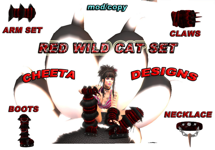 Red wild Cat Set/ Cheeta Designs