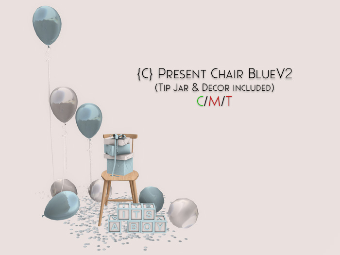 {C} Present Chair BlueV2 - Tip Jar & Decor