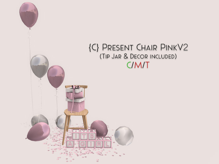 {C} Present Chair PinkV2 - Tip Jar & Decor
