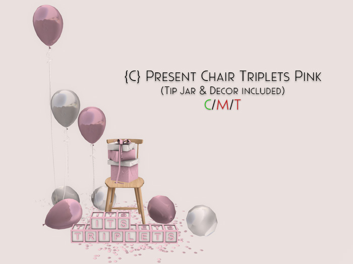 {C} Present Chair Triplets Pink - Tip Jar & Decor