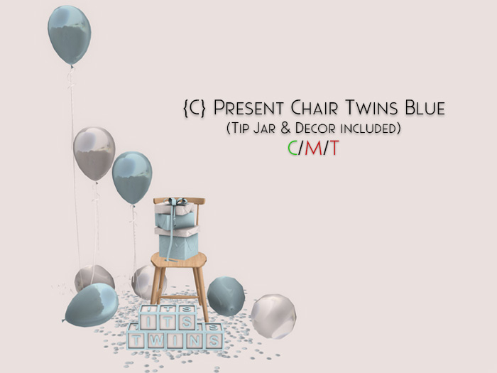 {C} Present Chair Twins Blue - Tip Jar & Decor