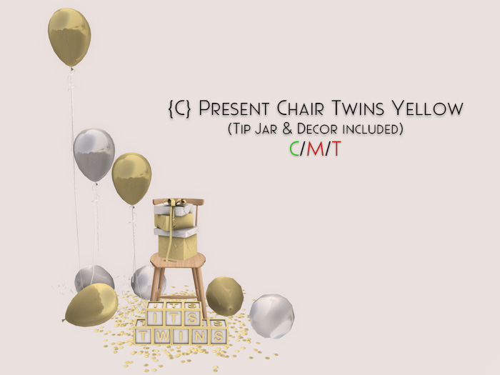 {C} Present Chair Twins Yellow - Tip Jar & Decor