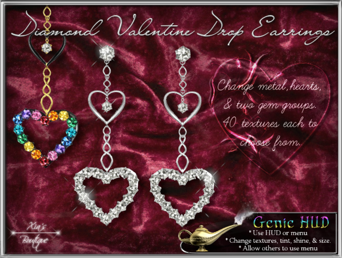 Diamond Heart Valentine Drop Earrings