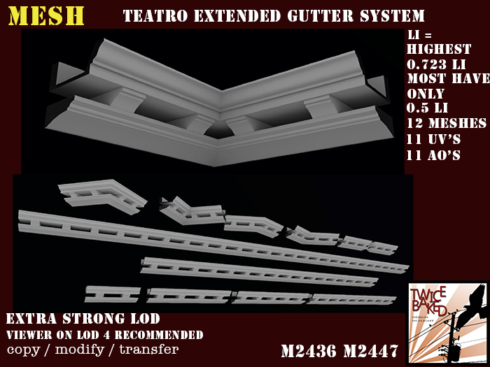 "TB" Teatro Gorgeous gutter system/stone trims M2436 M2447