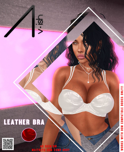 /\-Leather Bra Red