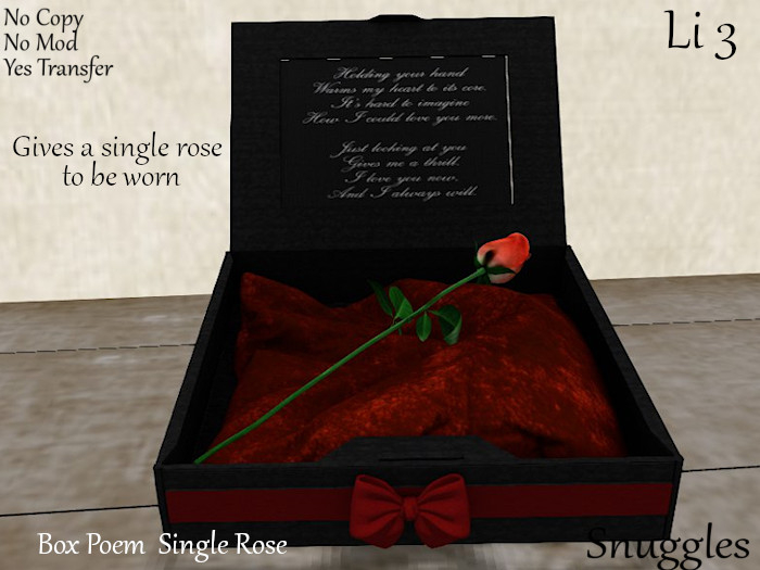 Boxed  Romantic Poem Single Rose By Snuggles 