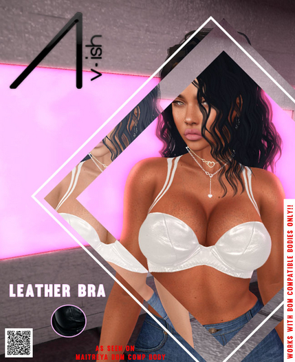 /\-Leather Bra Black