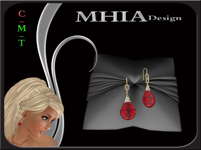 Ruby tears earrings - gold [BOXED]