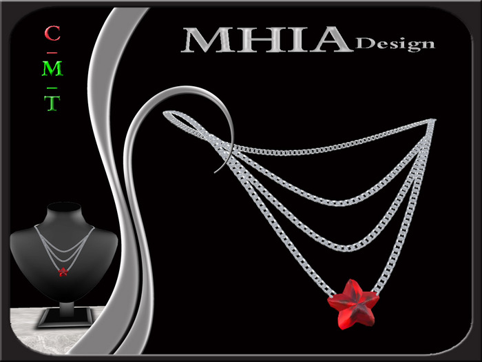 Silver necklace ruby star [BOXED]