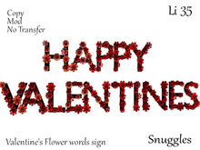 Valentine's Flower words sign By Snuggles
