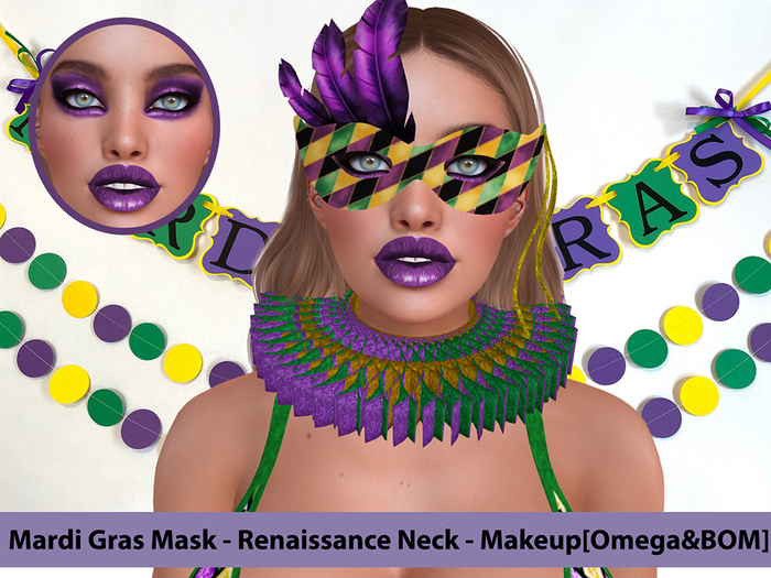 [NF] - Female Mardi Gras - [Mask & Makeup]4 - Mardi Gras Mask - Mardi Gras Makeup