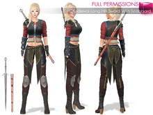 Full Perm Non-rigged Mesh Double Hand Long Medieval Fantasy Sword And Scabbard
