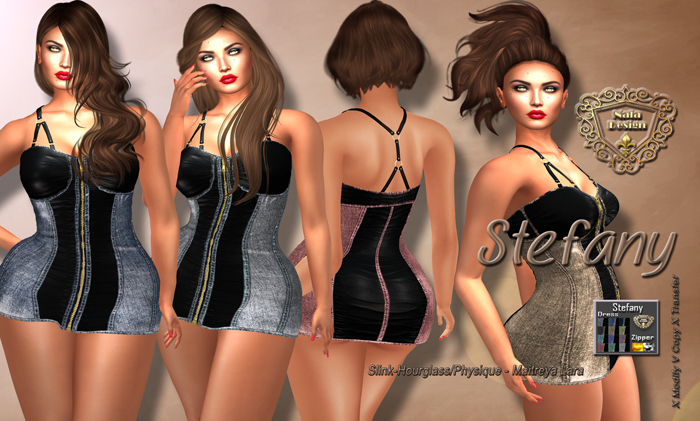 Nala Design - Updated Stefany Denim Mini Dress - Mesh Bodies