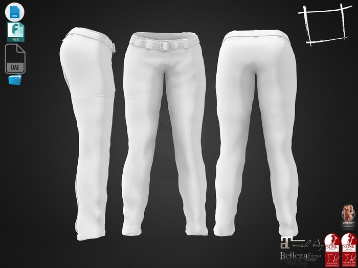 Dae Obj FBX For Female Tactical Pants With Belt Maitreya, Slink (Physique,Hourglass), Belleza (Isis,Freya)