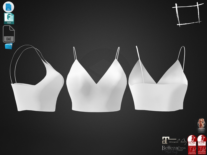 Dae Obj FBX For Crop Tank Top With Straps Maitreya, Slink (Physique,Hourglass),Belleza (Isis,Freya),Legacy