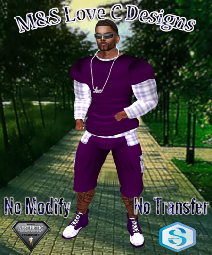 SHAWNA STRESSED OUT FIT PURPLE AND WHITE