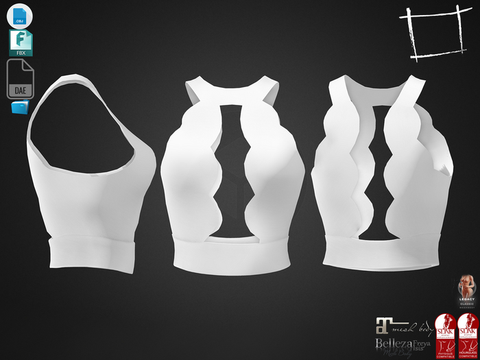 Dae Obj FBX For Scalloped Top Maitreya, Slink (Physique, Hourglass), Belleza (Isis, Freya), Legacy