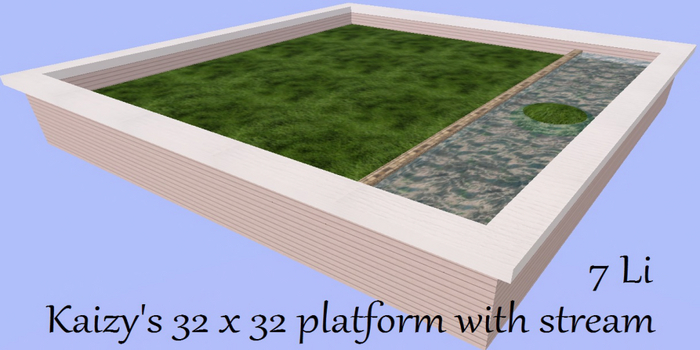 Kaizy's platform 32x32 Mist Pink Siding w/stream