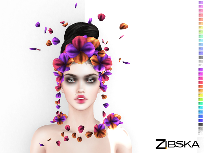 Zibska ~ Antheia color change flowers headpiece and shoulder accents