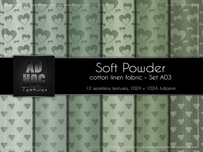 AD HOC - SOFT POWDER - Set A03 - Fabric Cotton Linen (hearts)